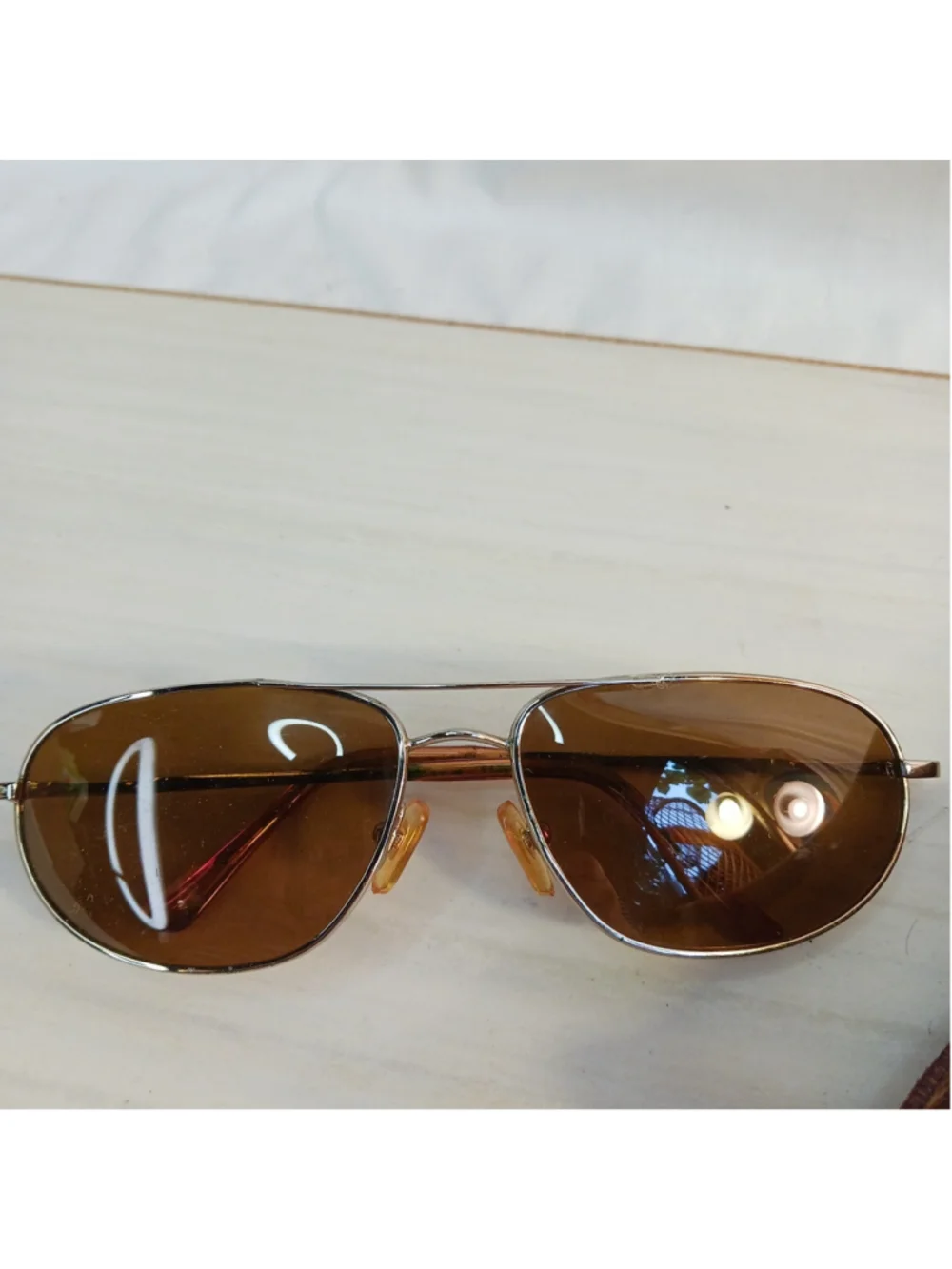 VTG Aviator Sunglasses Amber Lens With Sheepskin Case Groovy Hipster Boho Chic